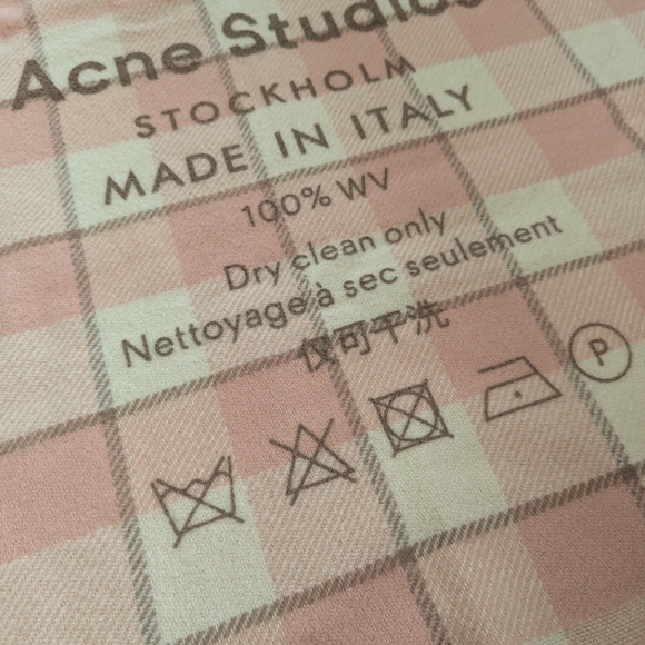 Acne Studios | Cassiar Pink Check Wool Scarf Made in Italy OS - Picture 12 of 16